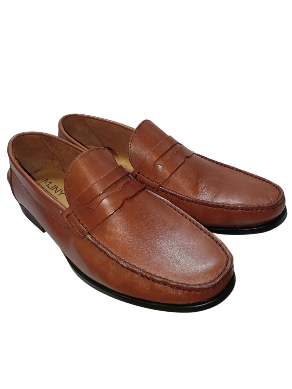 MJNY BY MARC JOSEPH Leather Penny Loafer Shoes Mens 12 Brown Casual Dress Brazil